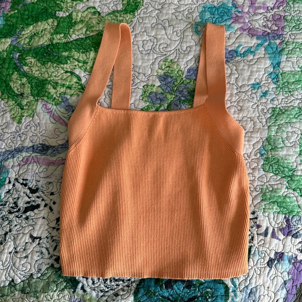 zara orange ribbed tank top